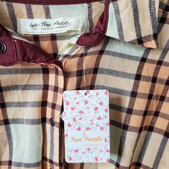 Free People Peach Tree Plaid Shirt - Picture 8 of 13